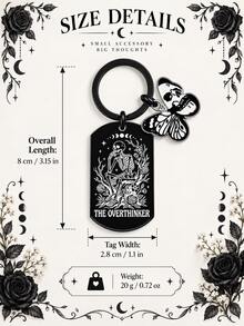 1 buah/3 buah Gantungan Kunci Kerangka Ngengat Gotik dari Baja Tahan Karat, Gantungan Tas Logam Hitam untuk Dompet, Ransel & Tas Tangan, Aksesori Halloween, Hadiah Natal - MultiWarna - View 8