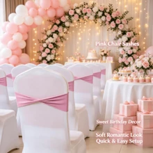 48pcs Cross Elastic Spandex Chair Back Waistbands, Elastic Chair Back Decorative Ribbons, Bowknot Decorative Bags, Reusable Chair Cover Satin Ribbons, Chair Band Decorations For Wedding, Banquet, Birthday Party, Graduation Ceremony, Hotel Event - White - View 8