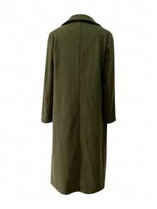 Women's Double-Breasted Long Sleeve Mid-Length Woven Fabric Coat - Army Green - View 7