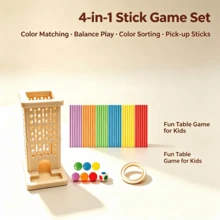 4-In-1 Game Set, Stick Pulling, Color Sorting, Balance Beam, Stick Picking, Comprehensive Exercise For Children's Thinking Ability, Concentration, Creativity, Color Recognition, Interactive Early Education Toy, Birthday Gift, Holiday Gift, Surprise Gift, Mystery Gift, Tabletop Game, Children's Educational Toy (Accessories Random) - Multicolor - View 7