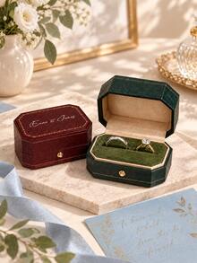 Personalized Wedding Ring Box, Custom Couple Names, Vintage Ring Holder, Custom Initials And Date, Engagement Ring Box, Wedding Gift, Gift For Her - Multicolor - View 2