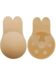 2pcs/Pack Women's Solid Color Lift-Up Breast Pads, Invisible Seamless Ultra-Thin Style, Suitable For Wedding Photography And Other Occasions - Beige - View 7