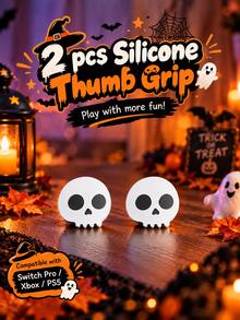 Lezhan-For PlayStation 4, 5, And Switch Pro Controllers; Includes Two Halloween-Themed Thumbstick Caps-High-Performance Caps Featuring A Skull And Spiderweb Design; An Ideal Choice For A Halloween Gift. - View 8