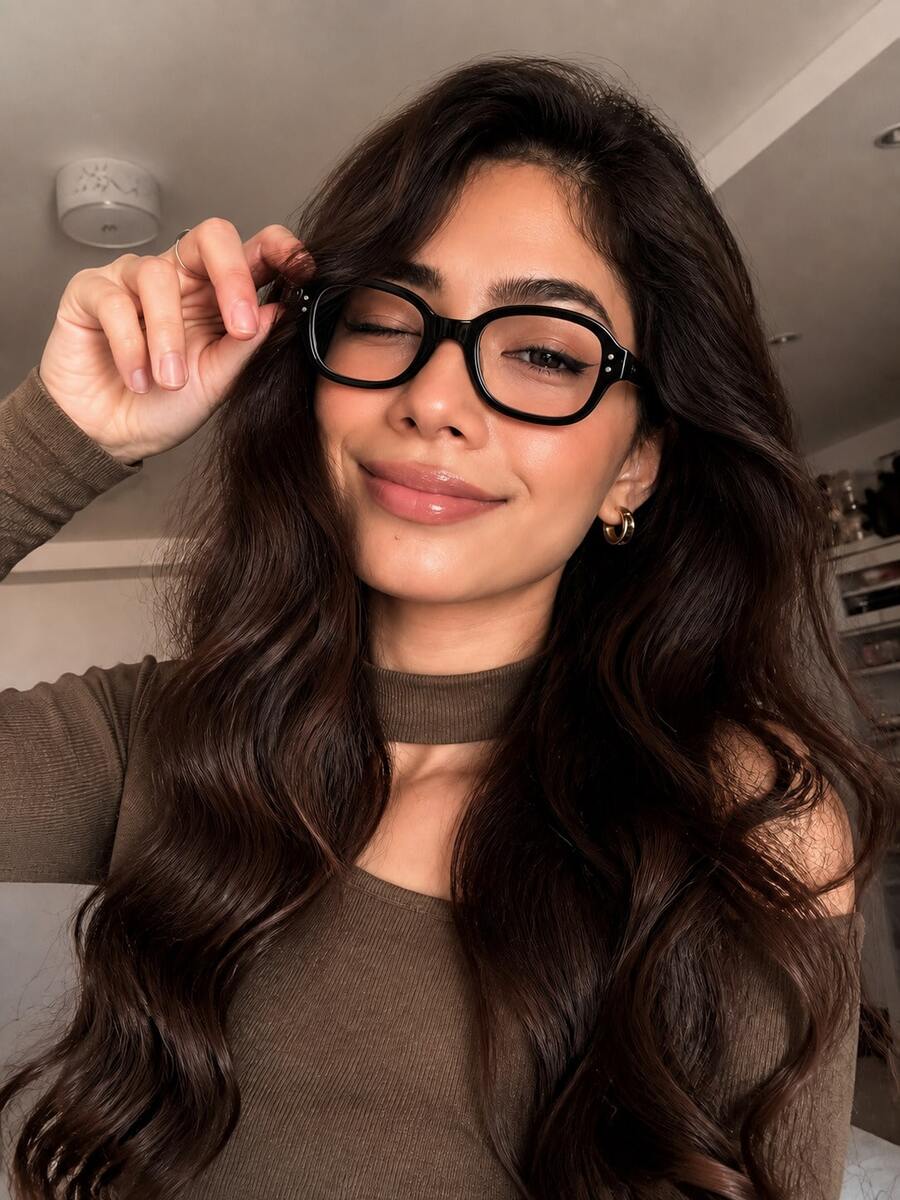 1 Pair Narrow Frame Rectangular Fashion Glasses, Transparent Lenses, Vintage Personalized Versatile Unisex Style; Suitable For Daily Wear, Street Photography, Reading And Writing, Commuting, Vacation Travel, Beach Outings And More Occasions. - Black - View 1