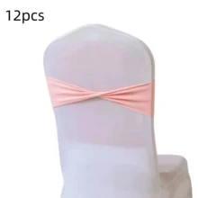 48pcs Cross Elastic Spandex Chair Back Waistbands, Elastic Chair Back Decorative Ribbons, Bowknot Decorative Bags, Reusable Chair Cover Satin Ribbons, Chair Band Decorations For Wedding, Banquet, Birthday Party, Graduation Ceremony, Hotel Event - White - View 39