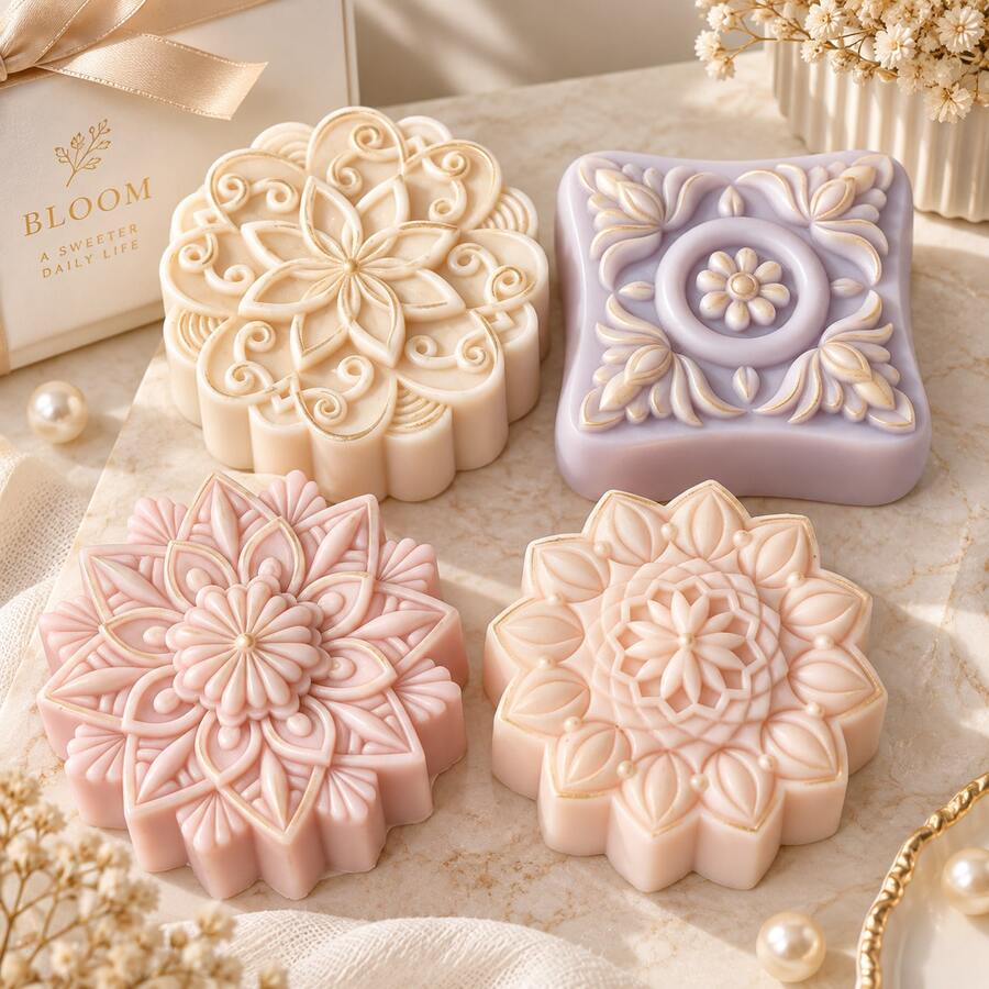 3D Round Flower Shaped Silicone Soap Mold, Classic Pattern, Round Flower Design, Suitable For Making Soap, Candles, Resin, Etc., DIY Handmade Gifts