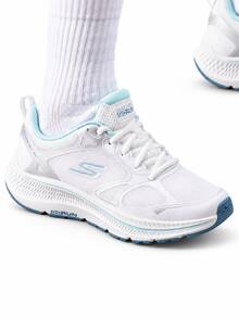 Skechers Women's GO RUN Consistent 2.0 Stable Support Cushioned Breathable Mesh Anti-Torsion Non-Slip Running Shoes - White Blue - View 3