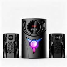 Sistema de altavoces torre negro con dos satélites y luces RGB - A - Ver 3