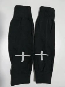 1/2/3/4/5 Pcs Professional Football Leg Warmers Training Sports Match Protective Leg Sleeves, Single-Layer Leg Sleeves, Compression Football Leg Warmers, Men's Compression Leg Sleeves, Football Sports Knitted Shin Guards, Sweat-Absorbent, Wear-Resistant, Suitable For Men's Football, Basketball Training, Sports And Outdoor Activities, Football Accessories - Black and White - View 5