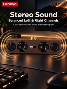 Speaker Desktop Lenovo C02, Koneksi Bluetooth & USB, Speaker Komputer Stereo Bertenaga USB dengan Kontrol Tombol untuk PC, Laptop, TV, dan Perangkat Seluler - C02-USB+nirkabel - View 7