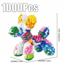 1 Set 1000pcs Colorful Contrast Butterfly Dog Building Blocks, Cute Cartoon Puppy DIY Handmade Assembly Toy, Healing Home Desktop Collectible Decor, For Teens And Adults 14+ Only - Multicolor - View 2