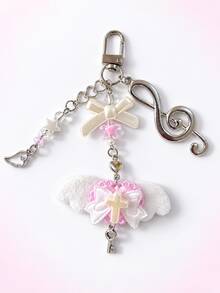 Móc khóa treo túi hình trái tim nốt nhạc ngọt ngào, thiết kế nơ đính đá rhinestone và cánh thiên thần, bộ sắp xếp cáp dữ liệu và dây tai nghe di động, móc khóa trang trí túi đa năng, phù hợp cho túi xách, ba lô, túi đeo chéo, đi làm hàng ngày, du lịch, quản lý cáp bàn làm việc, phụ kiện quà tặng dễ thương tinh tế, hoàn hảo cho bạn gái, bạn bè, quà sinh nhật, lễ hội, phong cách Âu Mỹ, kết cấu sáng bóng sang trọng nhẹ nhàng, tiện dụng và di động, tiết kiệm không gian, tăng phong cách và sự tinh tế cho túi, đa năng và bắt mắt - Nhiều màu - Xem 8