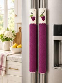 1 Pair Refrigerator Handle Covers, Washable Fabric Fridge Handle Sleeves With Hook & Loop Closure, Anti-Fingerprint Appliance Handle Protectors For Kitchen Appliances, 10.63*4.33in - View 2