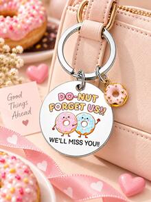 Cute Donut "Do-Nut Forget Us" Stainless Steel Keychain, Bag Charm For Backpack Purse, Going Away Farewell Gift For Colleague Friends, Christmas Gift - Multicolor - View 4