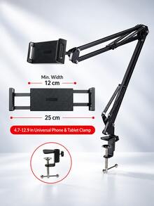 Adjustable Tablet Stand, Arm Mount, Long Arm Desk Clamp Tablet Holder, 360° Rotating Flexible Tablet Stand, Suitable For Bed, Sofa, Office, Foldable Metal Arm Holder, Compatible With IPad Pro Air Mini Tablets, Hands-Free Reading, Gaming, Work Accessory - View 14
