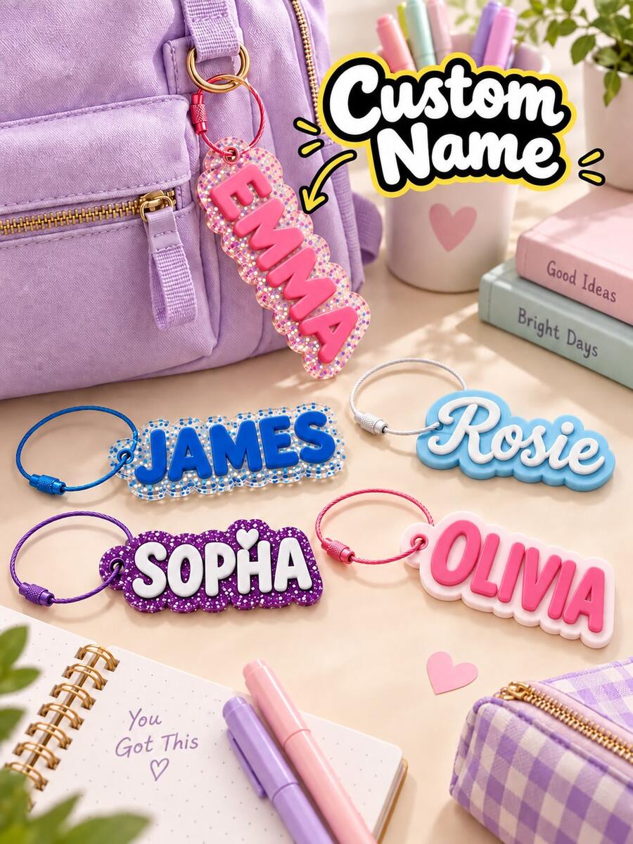 Customized Name Keychain, Personalized 3D Printed Name Tag, Birthday Gift, Teacher's Day Gift, Bag Charm, Back To School, Graduation Gift, Luggage Tag