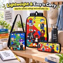 Roblox Set Ransel Kombinasi Anime 2PCS Termasuk Ransel, Tas Selempang, Tempat Pensil, Tali Bahu yang Dapat Diatur, Desain Resleting, Unisex, Cocok Untuk Sekolah, Perjalanan, Berkemah, Hadiah Sempurna Untuk Natal, Ulang Tahun, Musim Kembali ke Sekolah - A - View 1