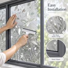 Naturepeak Elegant Tulip Privacy Window Film, Frosted Self-Adhesive Glass Sticker, Sun Protection Bathroom And Home Window Decal, Removable Glue-Free Decorative Film, Suitable For Living Room, Bedroom And Office, Floral PVC Design, Combines Privacy Protection And Home Decor Function, Ideal Home Decor Gift - 1PC - View 1
