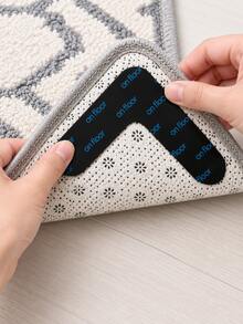 8pcs L-Shaped Carpet Anti-Slip Pads, Washable & Reusable Rug Grippers, High-Adhesion Non-Marking Silicone Material, L-Shaped Corner Design Fits Carpet Corners, Breathable Perforated Craft, Firm Adhesion Resistant To Curling & Shifting, No Residue When Removed, For Tile, Wood, Marble Floors, Suitable For Living Room Carpet, Entryway Mat, Bedroom Rug, Door Mat, Prevents Carpet Sliding & Curling - Multicolor - View 5