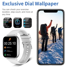 Hot New 1pc Men's & Women's Silicone Strap 1.83" Full Screen Touch Smartwatch, Make/Receive Calls, Pedometer, Calorie, Fitness Tracking, Alarm, Call & Message Notification, Multi-Function Sports Smart Watch, Compatible With Android And IOS - Multicolor - View 6