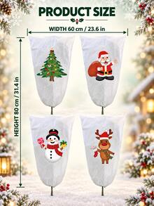 1 buah - Penutup Pelindung Embun Beku Tanaman Natal, Tas Jaket Musim Dingin Tanaman Non-Woven yang Dapat Digunakan Kembali dengan Tali Serut, Motif Rusa, Pohon, Manusia Salju, Santa, Tas Pelindung Tanaman untuk Pot Taman Luar Ruangan, Tersedia 4 Gaya - Penutup antibeku tanaman - View 3