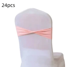 48pcs Cross Elastic Spandex Chair Back Waistbands, Elastic Chair Back Decorative Ribbons, Bowknot Decorative Bags, Reusable Chair Cover Satin Ribbons, Chair Band Decorations For Wedding, Banquet, Birthday Party, Graduation Ceremony, Hotel Event - White - View 27