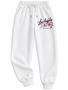 Pantalones deportivos pans pants dama mujer casuales casual pantalón wide leg pierna ancha estilo deportivo bolsas bolsillos funcionales tela cómoda suave cintura elástica ajuste holgado tir - Blanco - Ver 2