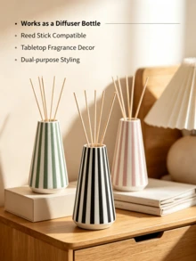 1pc Striped Reed Diffuser Bottle, Multi-Color Vertical Stripes, Nordic Minimalist Style, Suitable For Fireplace Mantel, Bedroom, Countertop, Bathroom, Desk, Home Fragrance Decor, Aromatherapy Vase - 1PC - View 10