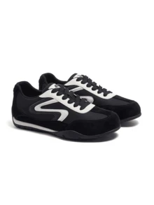 CAMEL CROWN Women's New German Trainers, Platform Height Increasing Fashion Versatile Sneakers - Black/Beige - View 2