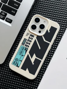 1件白色對比字母標籤個性化極簡全包覆TPU防震手機殼，適用於Apple 18 17 16 15 14 13 12 11 Pro Max Air及系列 - 彩色 - 查看 3
