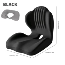 Ergonomic Memory Foam Seat Cushion | Lumbar And Back Support, Suitable For Office, Chair, Car Seat,  Perfect Gift For Parents And Friends, Lightweight, Portable(With Inflatable Neck Pillow) - Black - View 5