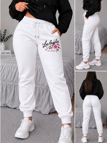 Pantalones deportivos pans pants dama mujer casuales casual pantalón wide leg pierna ancha estilo deportivo bolsas bolsillos funcionales tela cómoda suave cintura elástica ajuste holgado tir - Blanco - Ver 1