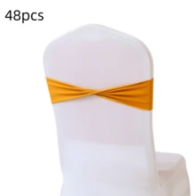 48pcs Cross Elastic Spandex Chair Back Waistbands, Elastic Chair Back Decorative Ribbons, Bowknot Decorative Bags, Reusable Chair Cover Satin Ribbons, Chair Band Decorations For Wedding, Banquet, Birthday Party, Graduation Ceremony, Hotel Event - White - View 21