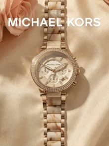 Michael Kors Women's Quartz Chronograph Watch, Gold Case, Rhinestone Bezel, Marble Pattern Strap, Anniversary Gift, Unique Fashion Accessory, Gift For Wife - one-size - View 5