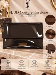 YSL Saint Laurent Brown Envelope Bag, 21*14cm, Smooth Material, Minimalist Elegant, Travel Essential, Suitable For Cosmetic Storage - Brown - View 6