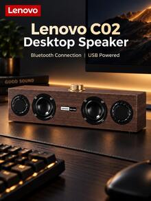 Speaker Desktop Lenovo C02, Koneksi Bluetooth & USB, Speaker Komputer Stereo Bertenaga USB dengan Kontrol Tombol untuk PC, Laptop, TV, dan Perangkat Seluler - C02-USB+nirkabel - View 2
