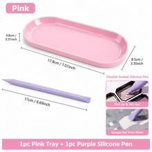2pcs Nail Art Tool Storage Set, Oval Nail Art Storage Tray + Dual-Head Silicone Brush, Portable Lightweight Nail Artist Desktop Storage Box, Suitable For Gel Mixing, Nail Brushes, Nail Files, Tweezers, Nail Salon And Home Use - Multicolor - View 9