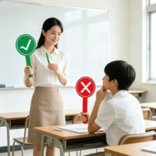 1pc/2pcs Classroom Feedback Handheld Boards, Double-Sided PVC Material, Front/Back/Up/Down/Pass/Stop/Yes/No Answer Indicators - Teaching Tool For Student Participation And Feedback (1 Design, One Side Red, One Side Green) Back To School - Multicolor - View 3
