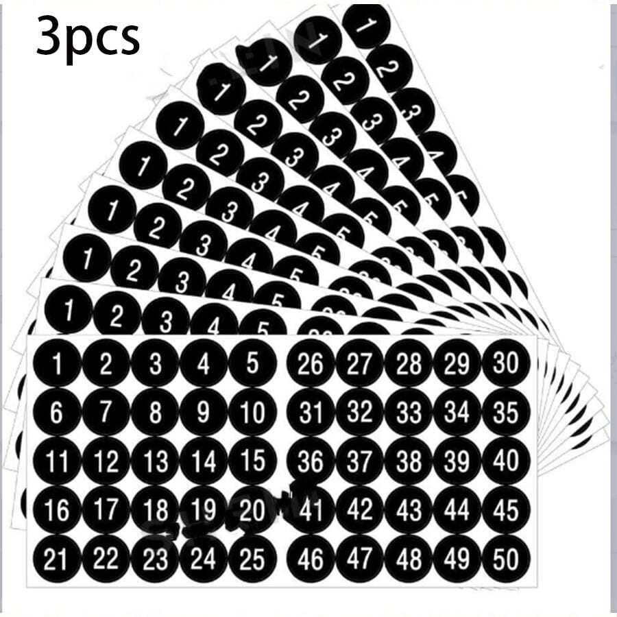 3 Sheets 1-50 Number Stickers, Vinyl Material, Sequential Numbering, 1 Inch Self-Adhesive Labels, Waterproof For Indoor And Outdoor Use, Suitable For Inventory Management, Storage Classification, Back To School Essential - A - View 1
