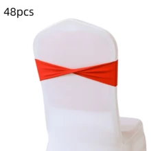 48pcs Cross Elastic Spandex Chair Back Waistbands, Elastic Chair Back Decorative Ribbons, Bowknot Decorative Bags, Reusable Chair Cover Satin Ribbons, Chair Band Decorations For Wedding, Banquet, Birthday Party, Graduation Ceremony, Hotel Event - White - View 84
