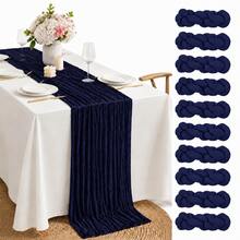 10 Pack Navy Blue Cheesecloth Table Runner, Crinkle Gauze Table Runner, Rustic Boho Sheer Table Decor For Wedding, Thanksgiving, Fall, Bridal Shower, Baby Shower, Birthday Party, Christmas And Farmhouse Home Decor - Navy Blue - View 1