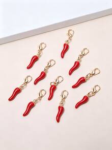 5/10/20Pcs Fun Mini Red Chili Pepper Charms, Fashion Versatile Alloy Enamel DIY Accessories For Bags, Keys And Other Ornaments - Chili Pendant - View 2