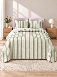 3pcs Quilted Bedspread Set With Mouse Tail Pattern (Bedspread*1, Pillowcase*2, Pillow Core Not Included) Breathable And Comfortable, Suitable For All Seasons, Holiday Gift, Applicable To Hotels, Inns, Bedrooms, Super Soft Breathable And Moisture-Absorbing Bedding - Multicolor - View 2