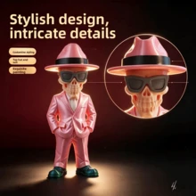 3D Printed Skeleton Figurine With Top Hat, Skeleton Desktop Decor - Multi-color - View 3