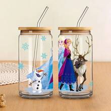 Disney Frozen Glass Tumbler With Bamboo Lid & Straw, Elsa & Olaf Iced Coffee Cup Holiday Gift, 1pc - Frozen - View 11