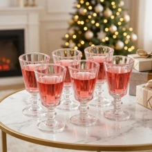 6pcs Classic Patterned Highball Glass Set, Retro Stemmed Drinkware For Holiday Parties, Family Dinners & Weddings - View 7