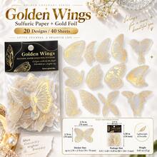 Golden Promise Series Gold Foil Vellum Sticker Pack, INS Style Creative Plant, Floral, Feather Scrapbook Material Stickers, DIY Decorative Stickers - Multicolor - View 4