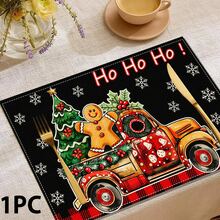 1pc/4pcs/6pcs/8pcs, Christmas, Car Gingerbread Man, Christmas Tree Pattern Suitable For Dining Table, Breakfast Mat, Coffee Bar, All-Season Decoration, Washable Table Mat, Room Decor, Kitchen Dining Table Mat, Indoor/Outdoor Party Decor, Home Decor, Ideal Gift - Multicolor - View 10