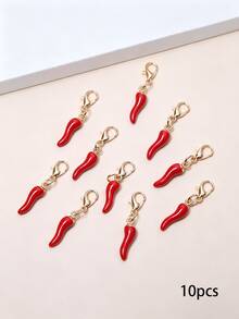 5/10/20Pcs Fun Mini Red Chili Pepper Charms, Fashion Versatile Alloy Enamel DIY Accessories For Bags, Keys And Other Ornaments - Chili Pendant - View 7