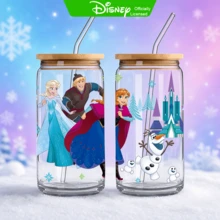 Disney Frozen Glass Tumbler With Bamboo Lid & Straw, Elsa & Olaf Iced Coffee Cup Holiday Gift, 1pc - Frozen - View 16